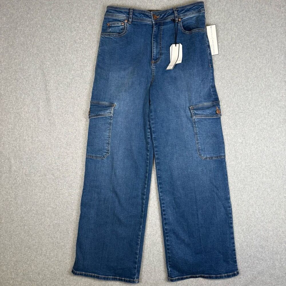 Brand New Bagatelle Collection Women's Size 30 Blue Wide Leg Cargo Jeans